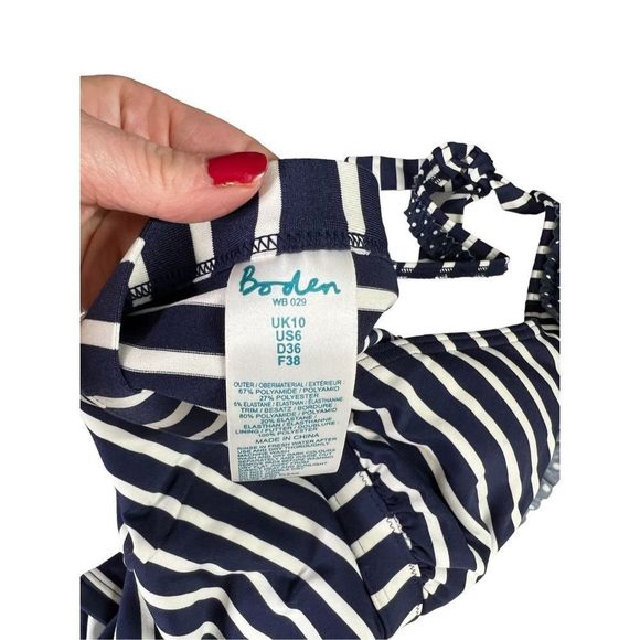 Boden blue and white striped swim top sz 6 - Picture 4 of 4